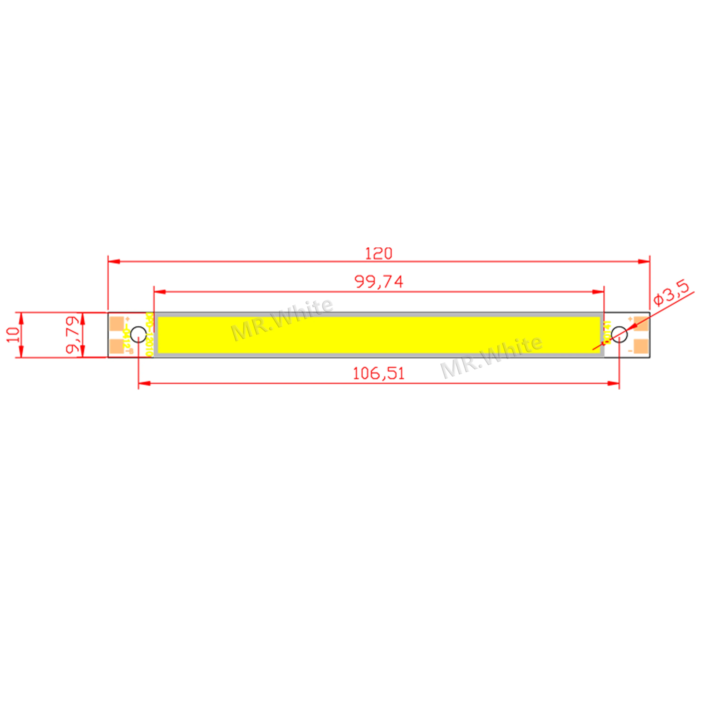 Fuente de lámpara LED COB, Chips abatibles para tubos de luz led de coche DIY, 9V, 12V, CC 10W, 6W, 120mm, 10mm, 1000LM