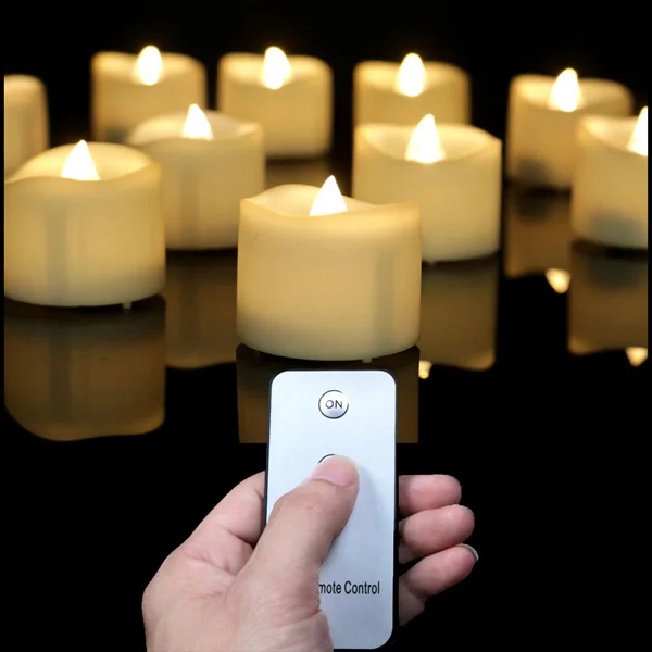 Pack of 4 Warm White Flickering bougie led with remote, Yellow light vela decorativa Remote,Flameless Battery velas perfumadas