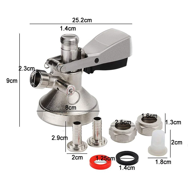 G Type Keg Coupler with Safety Relief Valve Beer Keg Tap Dispenser System with Quick disconnects 3/8