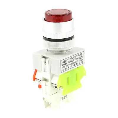 AC 660V 10A 6 Terminals Red Latching Push Button Switch w 220VAC LED Lamp