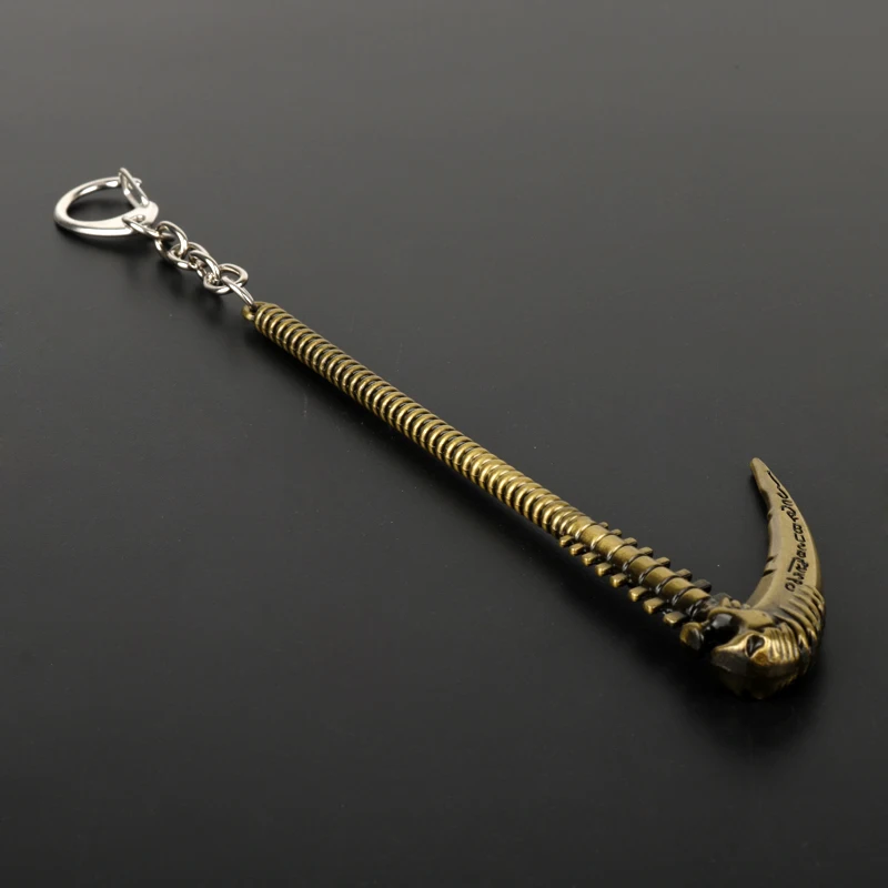 LOL Grim Reaper Karthus Scythe Model Keychain 17cm metal keyring men Jewelry game accessories The Deathsinger Sickle Weapons