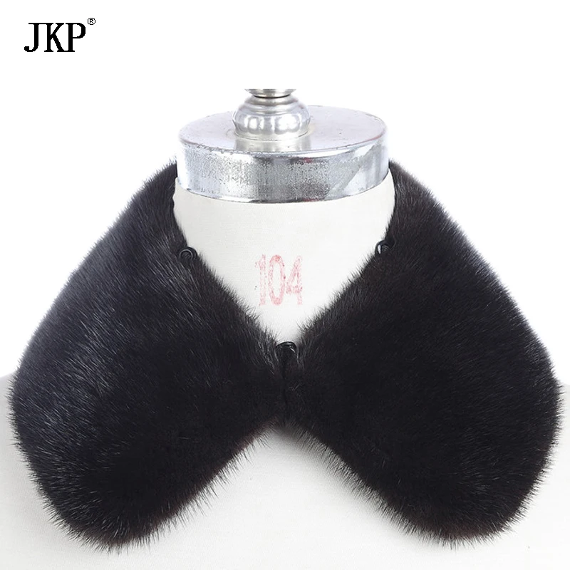 JKP-bufanda de piel de visón Real para hombre y mujer, cuello de piel de visón Natural de punto, abrigo cálido, bufanda de piel de visón para