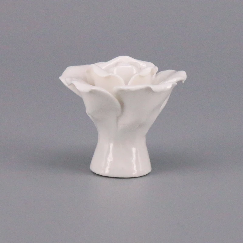 8PCS Ceramica Rose a Forma di Fiore Porta Manopole Armadi Maniglia di Colore Bianco Armadio Cassetto Estraibile Maniglia