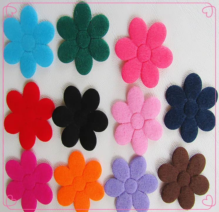 2500pcs mix size Felt Pack Felt flower shaped multiple Colors wholesale free shipping Chic Felt Flower Hair Accessories