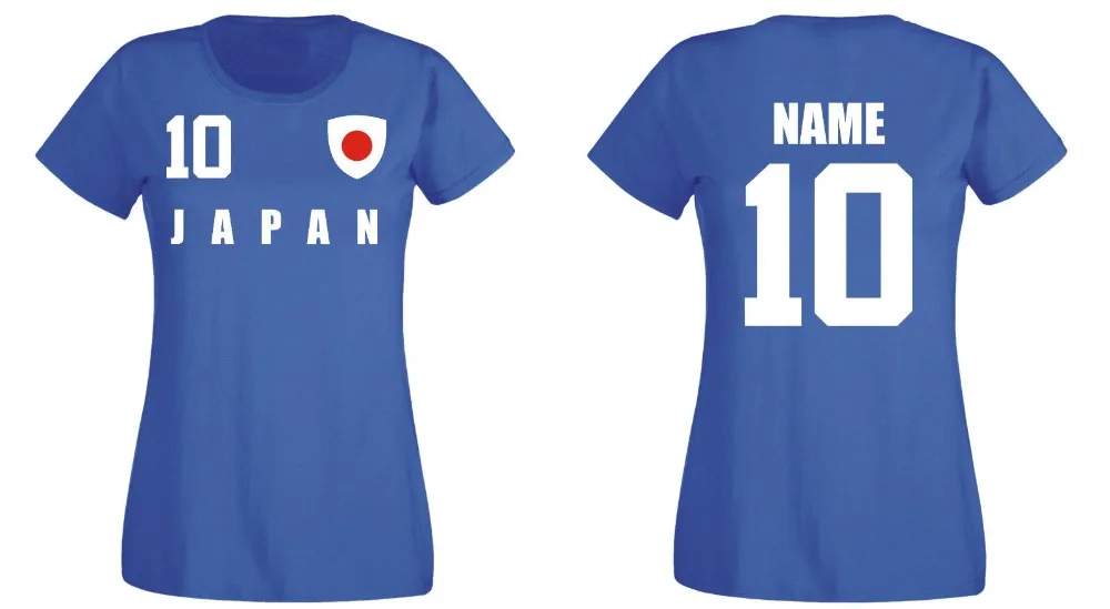 Japan Damen T-Shirt Trikot Team Name & Nr Druck Fubball 2019 Footballer Soccers 2019 New Men T-Shirt Men Summer Style Casual Tee