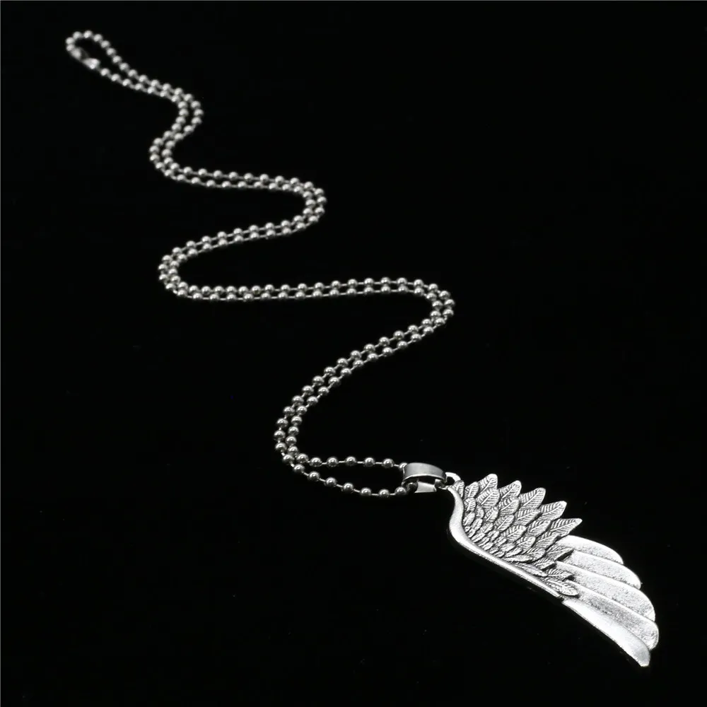 Fashion Vintage Male Punk Long Custom Sweater Chain Choker Necklace Angel Wing Hook Pendant Men Necklace Women Jewelry Gifts