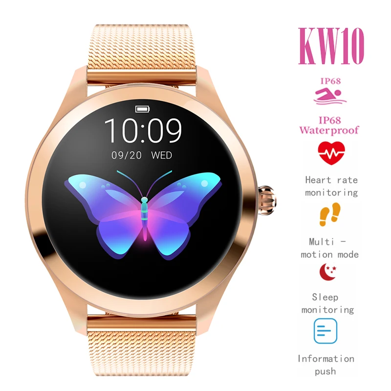 

2019 KW10 Bluetooth Smart Watch Women IP68 Waterproof Heart Rate Monitor For Android IOS Fitness Bracelet 1.04 inch color screen