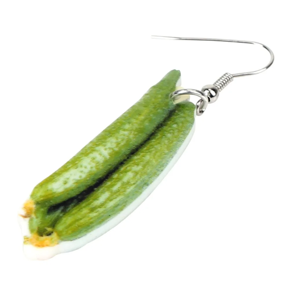 Bonsny Acrylic Fresh Cucumber Earrings Big Long Dangle Drop Cartoon Novelty Vegetable Jewelry For Women Girls Ladies Teens Gift