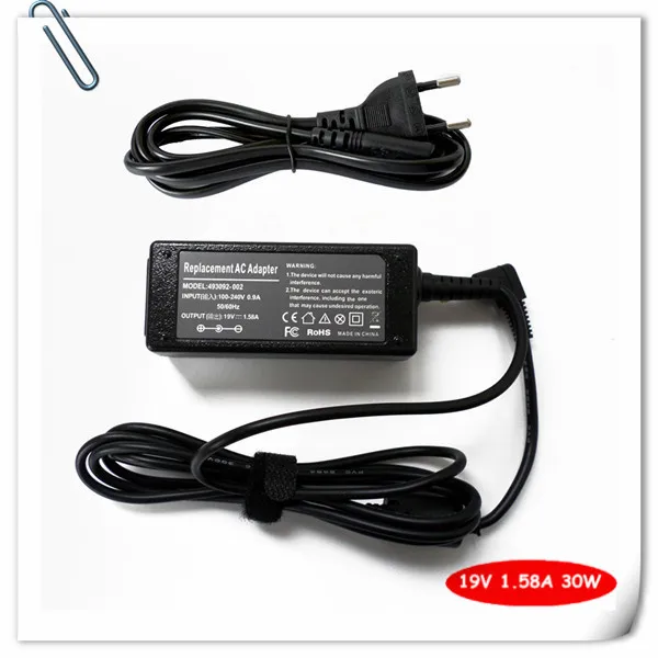 

30W AC Adapter Charger for HP Mini 110-1012nr 110-1030 110-1034nr 110-3098NR 110-3530NR 110-1140LA 19V 1.58A Power Supply Cord