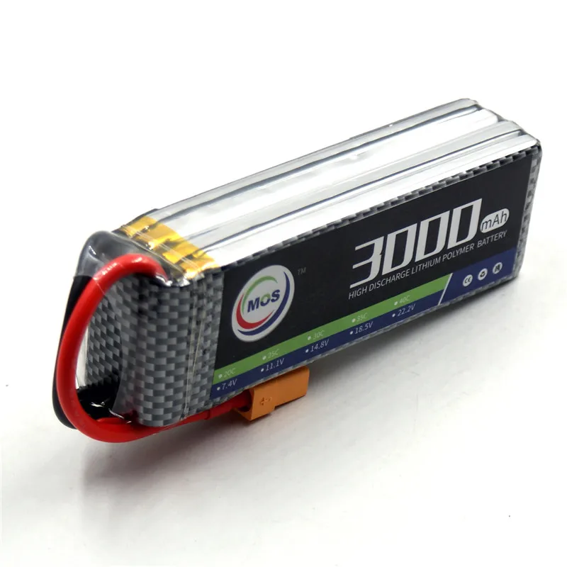 

MOS RC Rechargeable LiPo Battery Power 4S 14.8V 3000mAh 30C-70C For RC Airplane Drone Boat Free Shipping