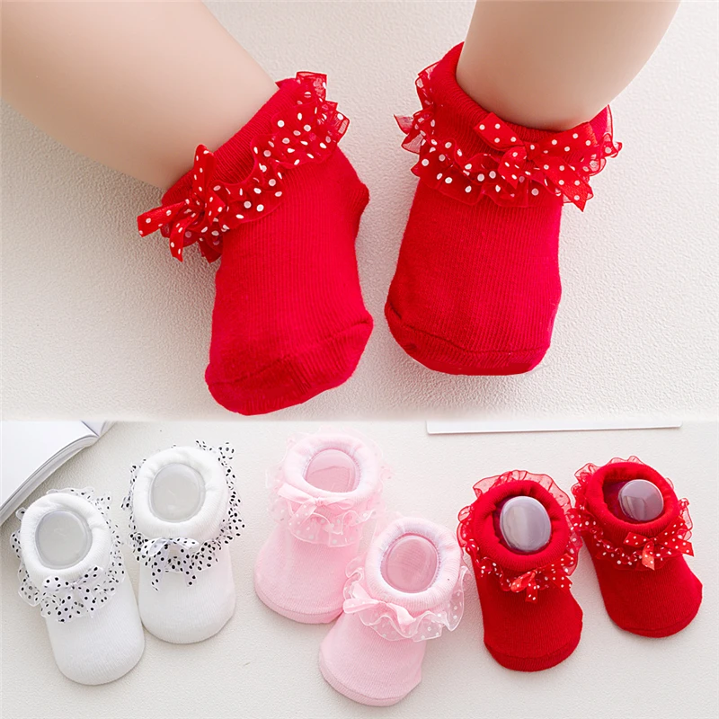 

Lace Socks Girls Cotton Cozy Ruffle Frilly Ankle Socks Dots Baby Girl Princess Socks Bow Kids Dress Tutu Socks Photography Props