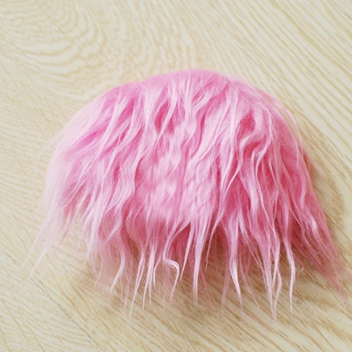 BJD Plush Wig Short  Pink For 1/4 1/3 17