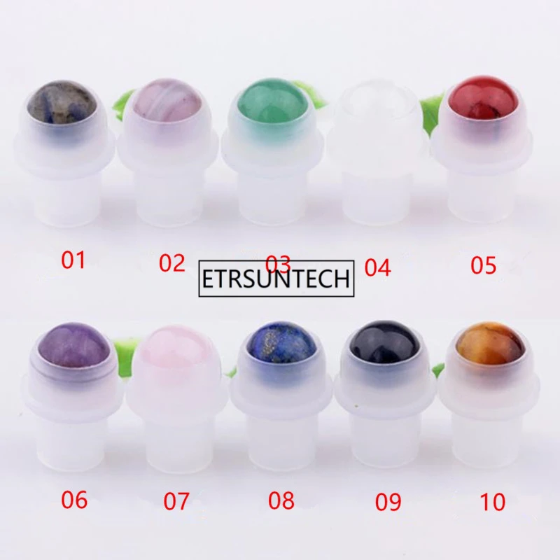 Natural Gemstone Roller Ball For 5ml 10ml THICK Essential Oil Roll On Bottles F2005