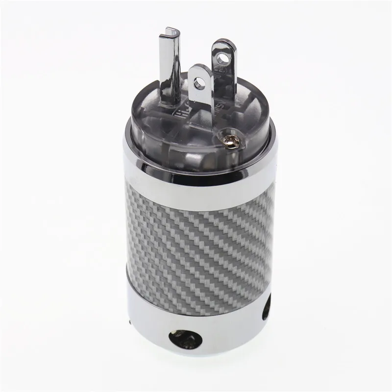 Par de conectores hembra IEC de fibra de carbono Chapado en rodio, enchufe de alimentación de EE. UU., cable de alimentación de CA, adaptador de enchufe