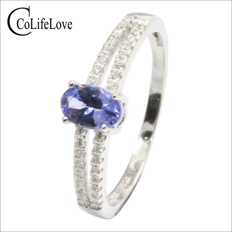 

100% natural tanzanite silver ring 0.5 ct natural tanzanite ring for engagement 925 sterling silver tanzanite jewelry