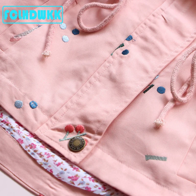 2021 Spring Autumn Girls Windbreaker Coat Jackets Baby Kids Flower Embroidery Hooded Outwear For Baby Kids Coats Jacket Clothing