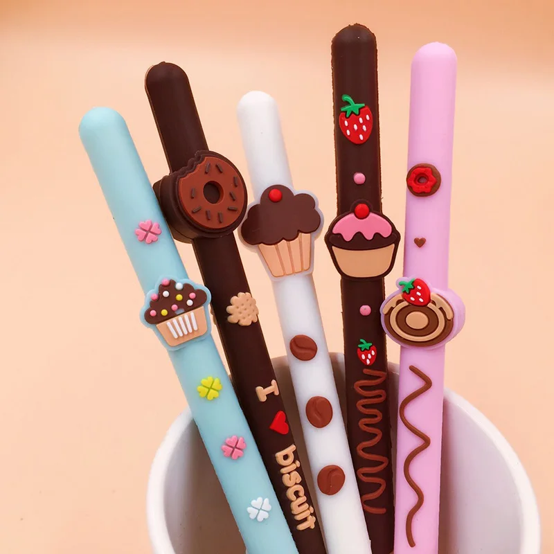 

5pcs/lot Kawaii Chocolate Biscuit Scented Gel Pen Food Silicone Scented Pen stationery for school and office