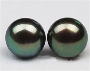 

10 Pairswholesale Charming Natural 10-11mm Black Tahitian Pearl Earring AA YL077