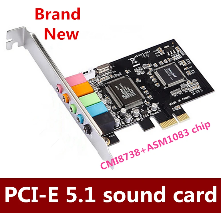 

Brand New 1pcs/lot PCIE sound card 6 channel sound card CMI8738 chip PCI-E 5.1 stereo audio card Free shipping