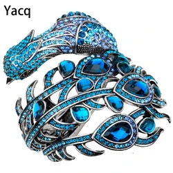 YACQ Peacock Bracelet Women Crystal Bangle Cuff Punk Rock Fashion Jewelry Gifts for Girlfriend Wife Her Mom A29 Dropshipping