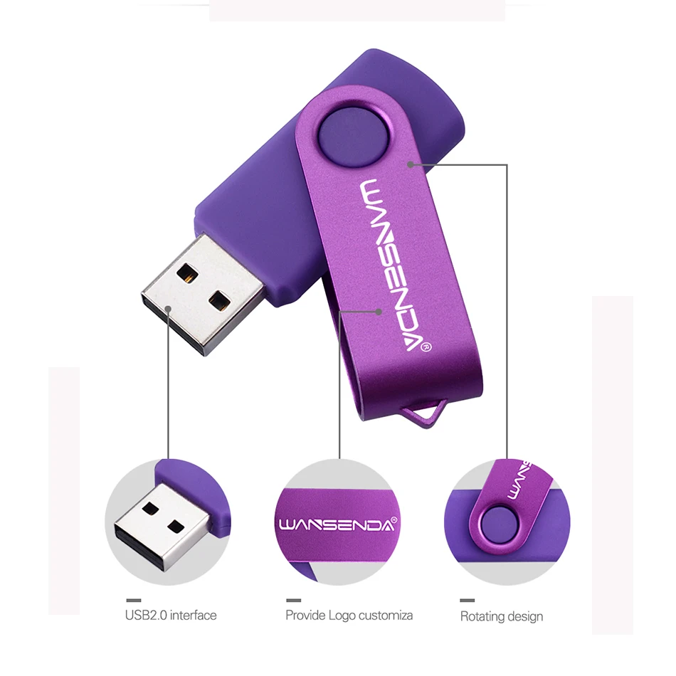 Wansenda USB флеш-накопитель, 256 ГБ, 128 ГБ, 64 ГБ, 32 ГБ, 16 ГБ, 8 ГБ, 4 Гб