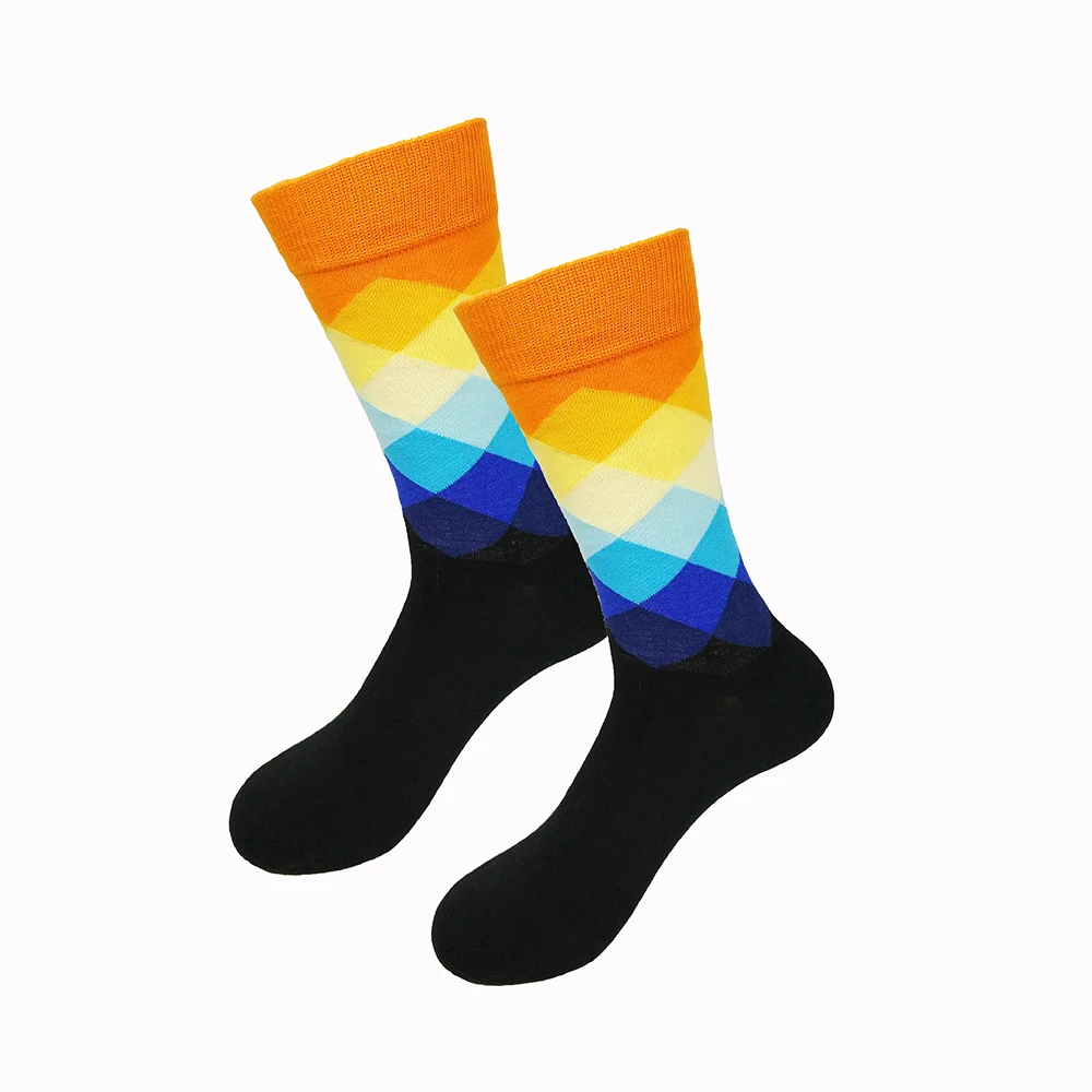 Male Tide Socks Gradient Color Paragraph Style Cotton Men\'s Knee High Business Socks EUR36-43