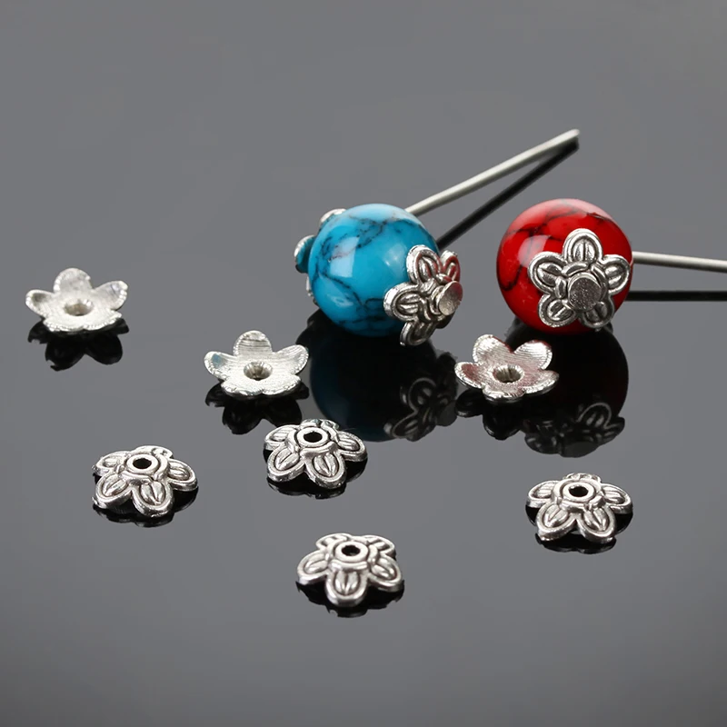 

500pcs/lot Antique Silver Filigree Metal Flower Bead Caps Jewelry Findings 7mm For Jewelry Making