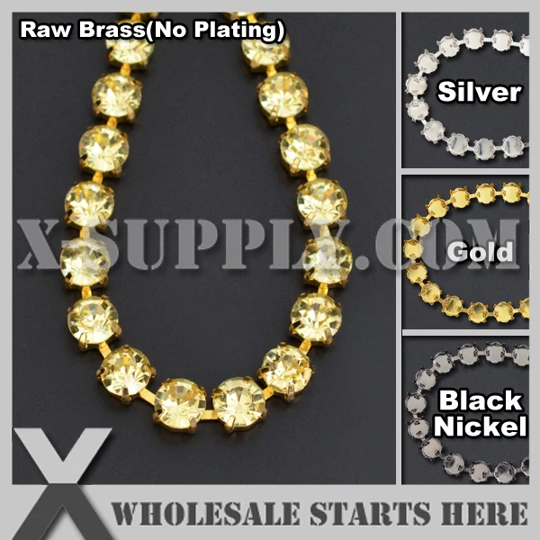 

(5yards/lot) SS38 8mm Handmade Round Rhinestone Cup Chain for Jewelry,Jonquil Rhinestones