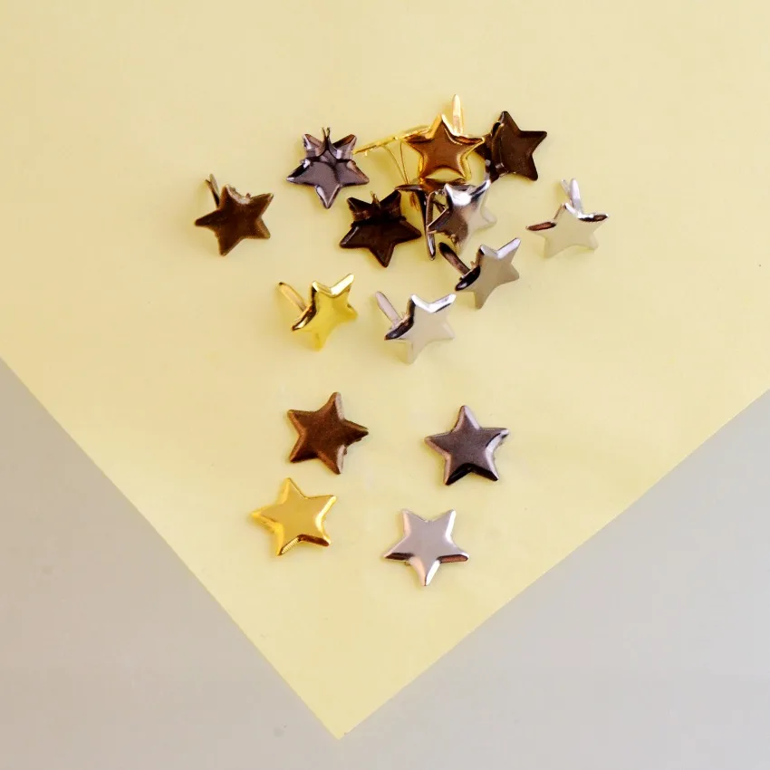 Free shipping 100PCs Mixed Pastel Star Brads Scrapbooking Embellishment Holiday Decoration & Gift 14x14mm J3243