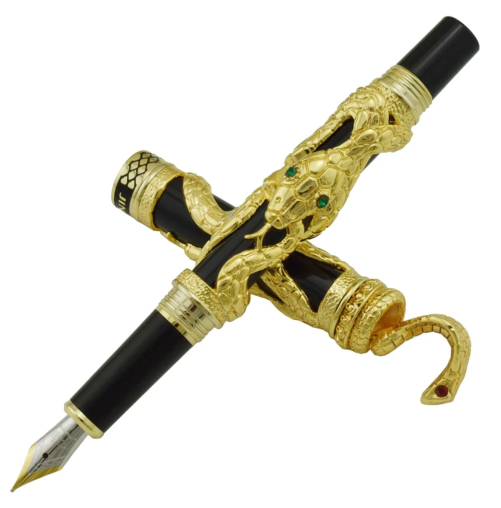 

Jinhao Snake Vintage Fountain Pen Golden Cobra 3D Pattern Texture Relief Sculpture Technology Noble Collection Gift Pen