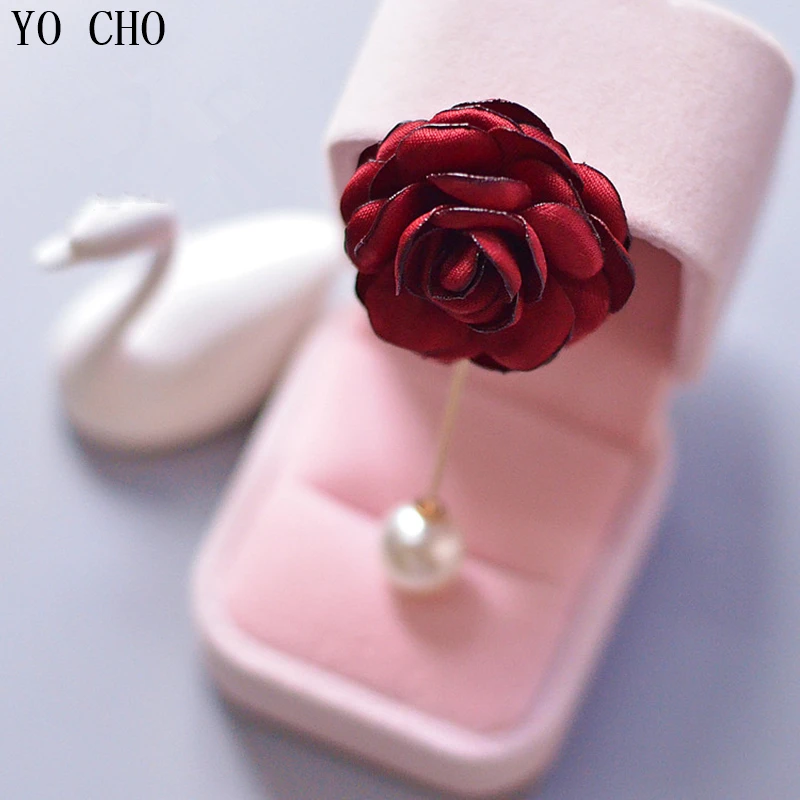 YO CHO-broche Boutonniere para mujer, ramillete para fiesta de boda, reunión de negocios, Pin de solapa, elegante, flor de boda, decoración Personal, 2 uds.