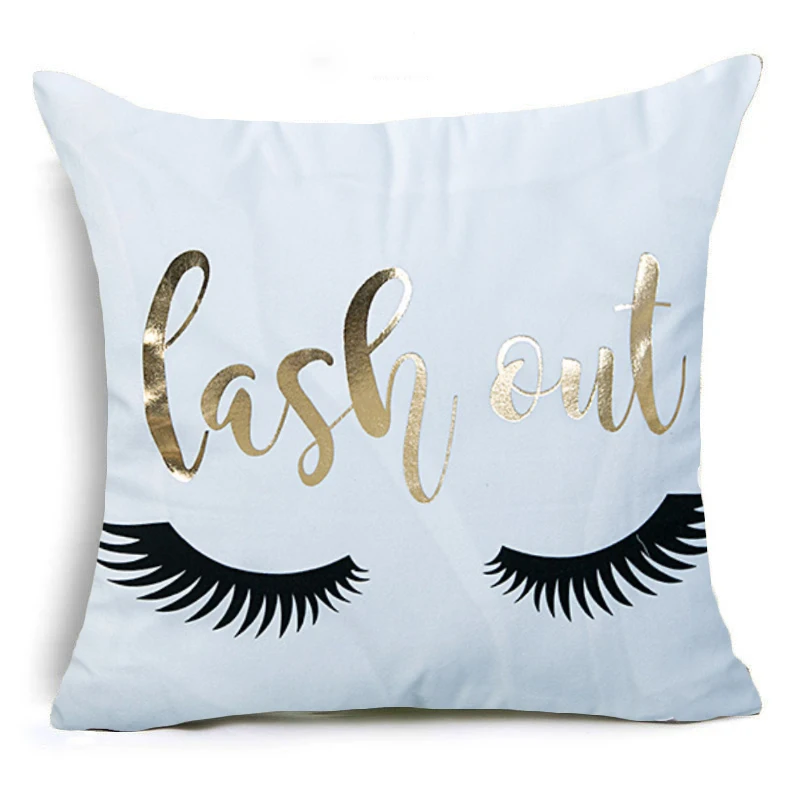 KING&QUEEN Bronzing Cushion Cover LOVE Kiss Cotton Polyester Geometric Printed Lips Home Decorative Pillow Cover Pillowcase
