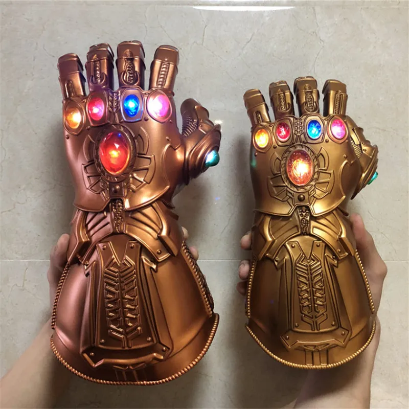 Avengers Superhero Weapen 1:1 War Thanos Glove Gauntlet Iron Man Red Ver. Figure LED Light Cosplay Gloves Captain America Prop