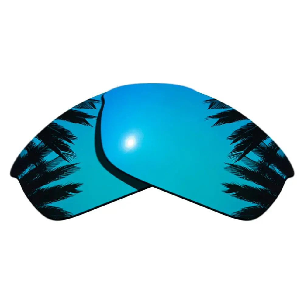 Ice Blue Mirrored & Green Mirrored Polarized Replacement Lenses for-Oakley Flak Jacket Frame 100% UVA & UVB