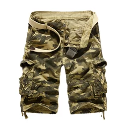 Pantalones cortos holgados de camuflaje para hombre, Shorts Cargo de camuflaje militar, talla estadounidense, verano 2024