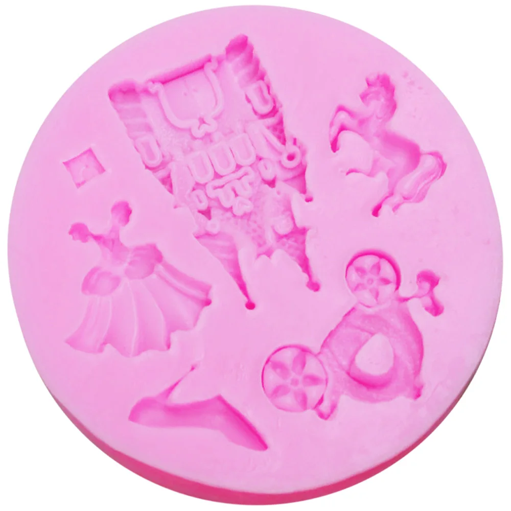 Sophronia M558 Fairy Dress Castle Coach Dress Glass Slipper Horse Shape Silicone Molds Princess Chocolate Cake Decoration Tools