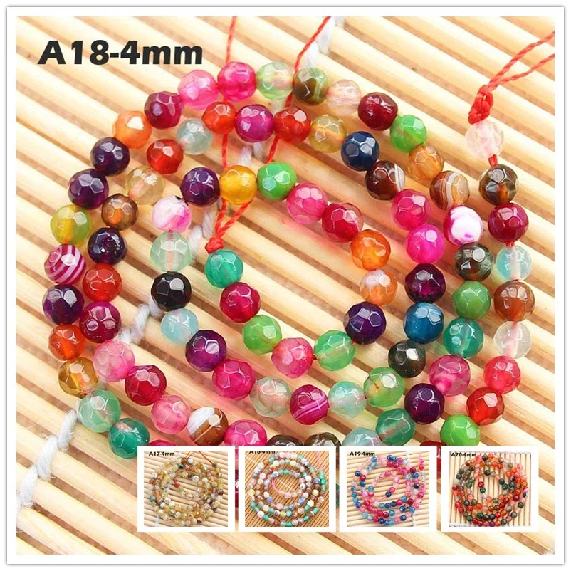 Wholesale 4mm Faceted Agates Round Beads 15