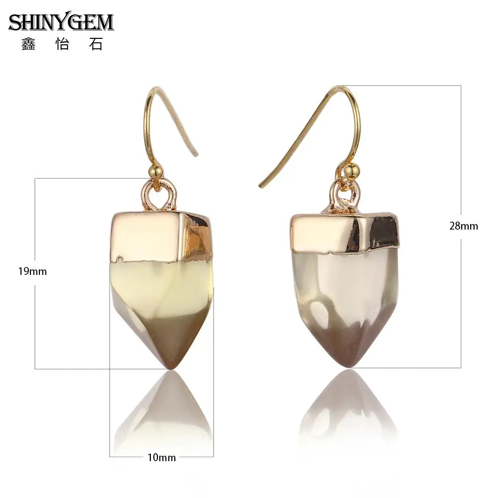ShinyGem Irregular Quartz Drop Earrings Citrines Amethysts Natural Crystal Earrings Yellow Purple Gem Stone Earrings For Women