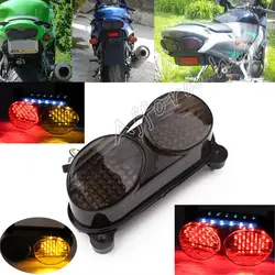 Luz LED de parada para motocicleta, iluminación trasera integrada + intermitentes, lente ahumada para Kawasaki ZR7S, ZX6R, ZX900, ZX9R, ZZR600, 1 unidad