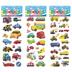 Pegatinas 3D de dibujos animados para coche, 12 hojas diferentes, juguetes, vehículos de avión para niños, diario, cuaderno, decoración, regalos