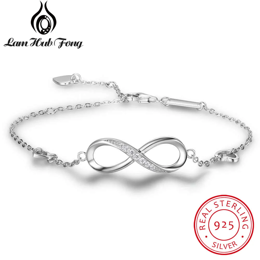 925 Sterling Silver Bracelets for Women Infinity Bracelet with Cubic Zirconia 8 Shape Chain Bracelet Jewelry Gift(Lam Hub Fong)