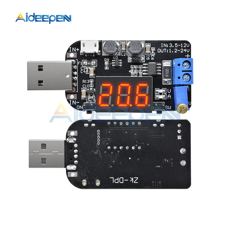 USB 5 فولت إلى 3.3 فولت 9 فولت 12 فولت 18 فولت 24 فولت قابل للتعديل باك دفعة الجهد المنظم التنحي تصعيد وحدة LED عرض 5 فولت إلى 1-24 فولت