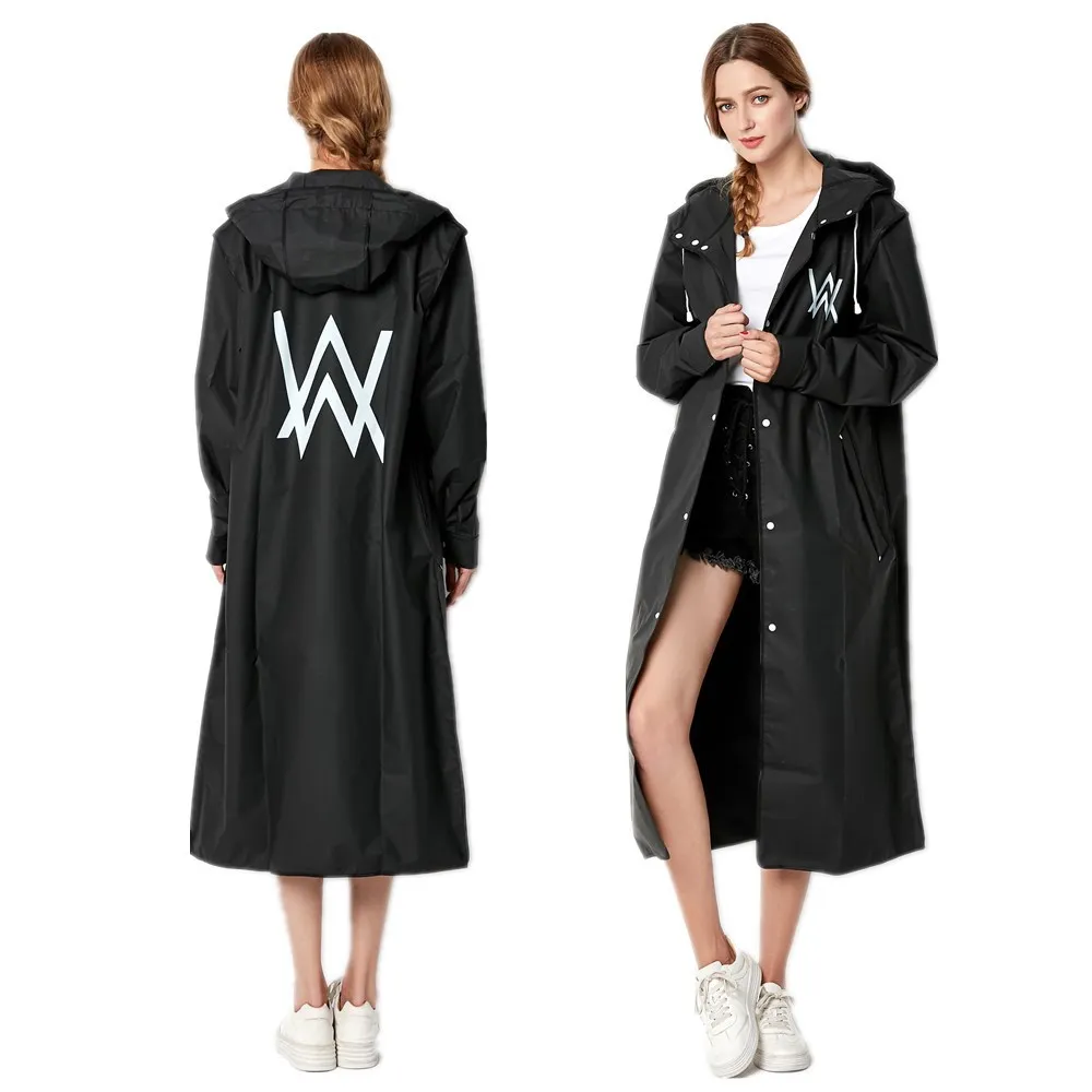 New Fashion Big Size Men And Women Thin Black Rain Coat Poncho Ladies Waterproof Long Slim Raincoat Adults Rainwear