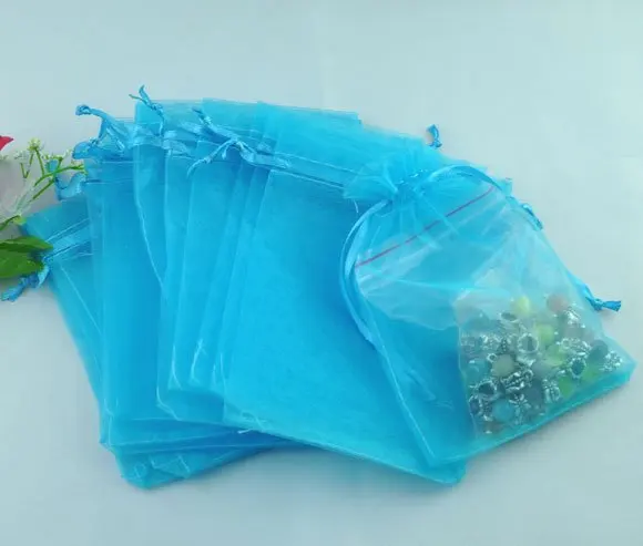 

Free shiipng!!!!500pcs/lot Light Blue Organza Wedding Gift Bags&Pouches 12x9cm