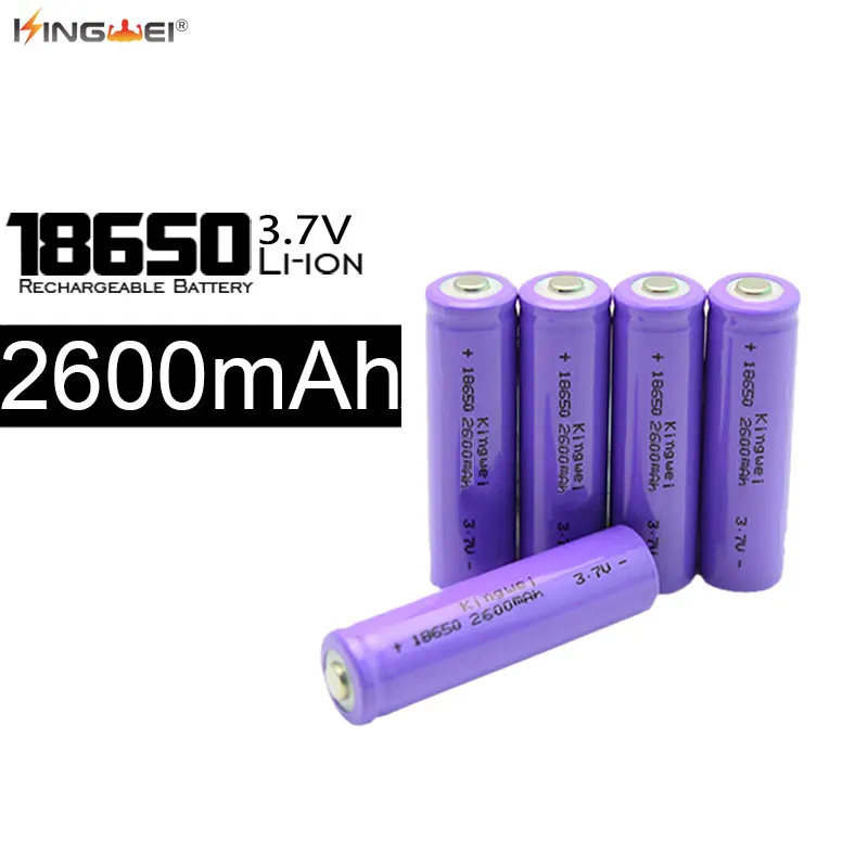 

100pcs/lot Kingwei New 2600mah 18650 Batteries 3.7v Rechargeable Battery For Powerbank E-cigarette Headlight Wholesale