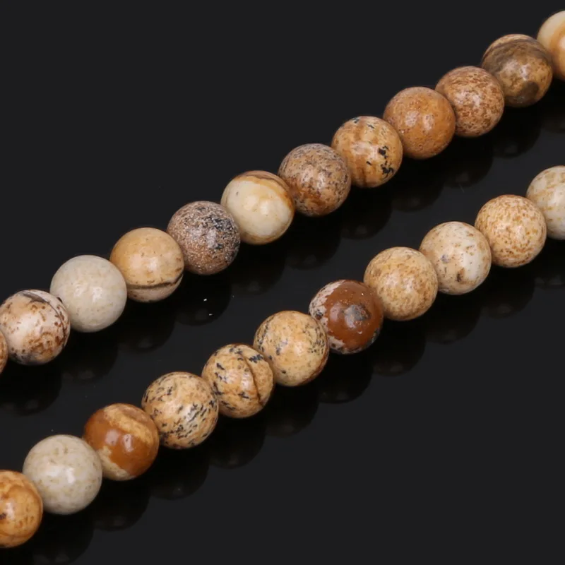 Christmas Gift 4/6/8/10mm Selectable Round Brown Beads Natural Stone Beads 15\