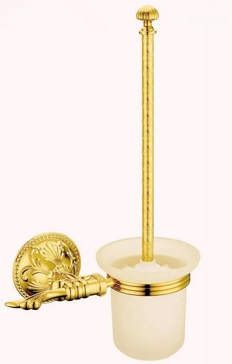 Golden plated finish toilet brush holder with Ceramic cup household products bath decoration LG002