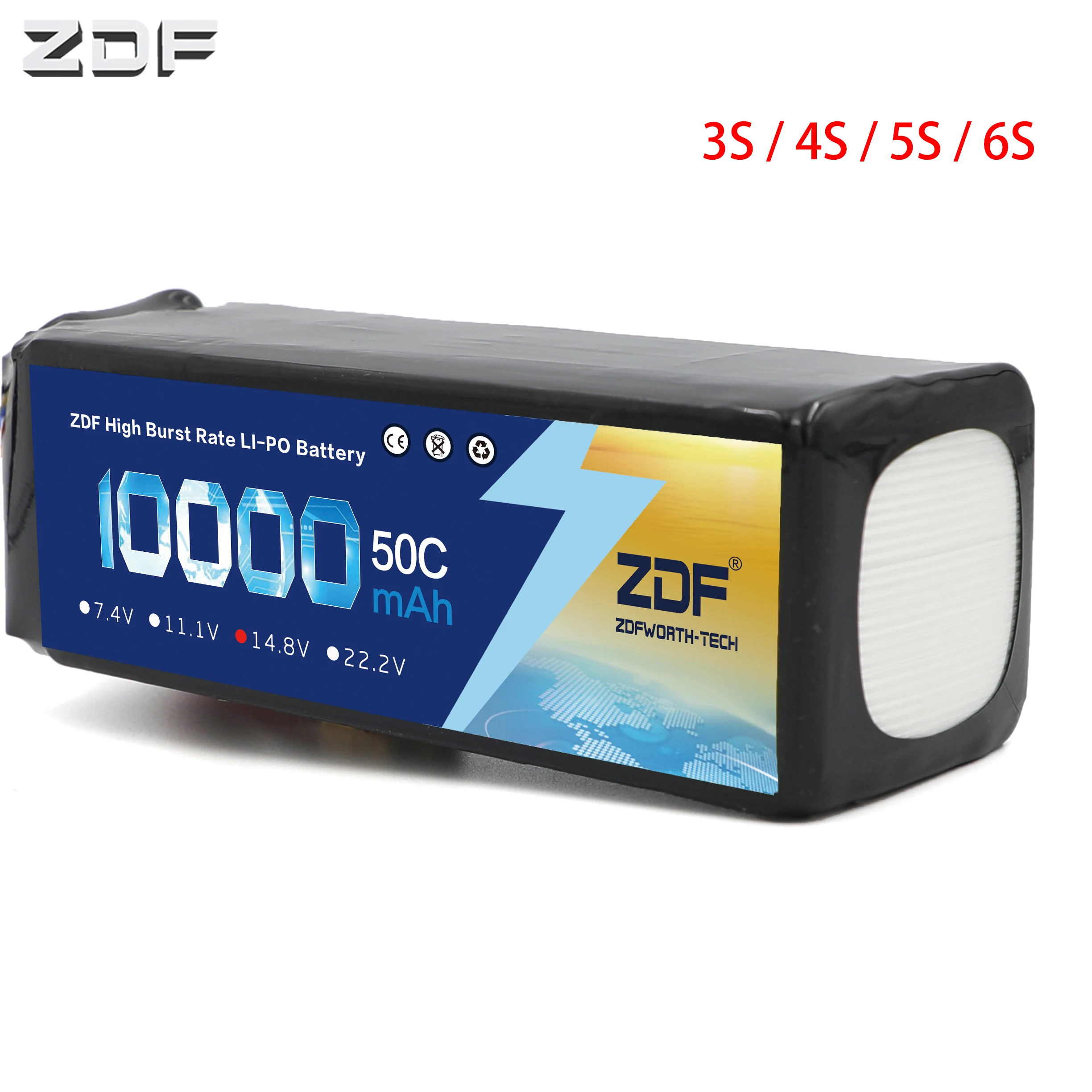 

ZDF 3S 4S 5S 6S 11.1V 14.8V 18.5V 22.2V 10000mah 50C Li-po Battery For RC UAV drone 1:5 1:8 1:10 racing Bigfoot Climbing Car