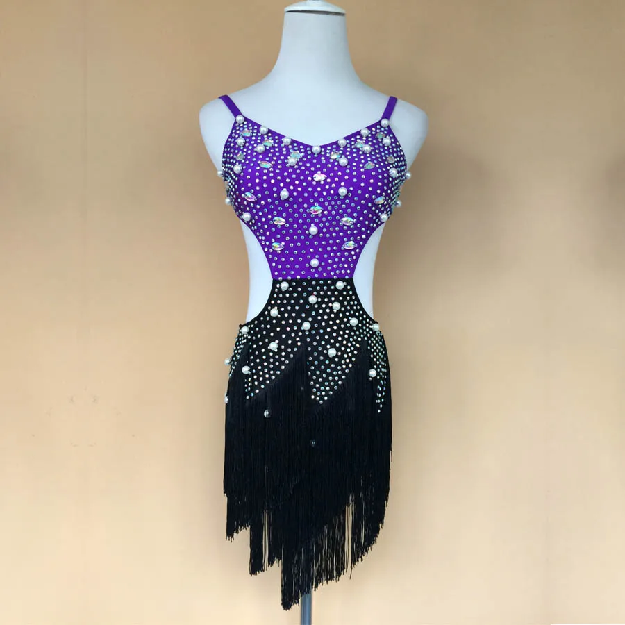 New style latin dance costume sexy sequins Feather latin dance dress for women latin dance competition dresses S-4XL