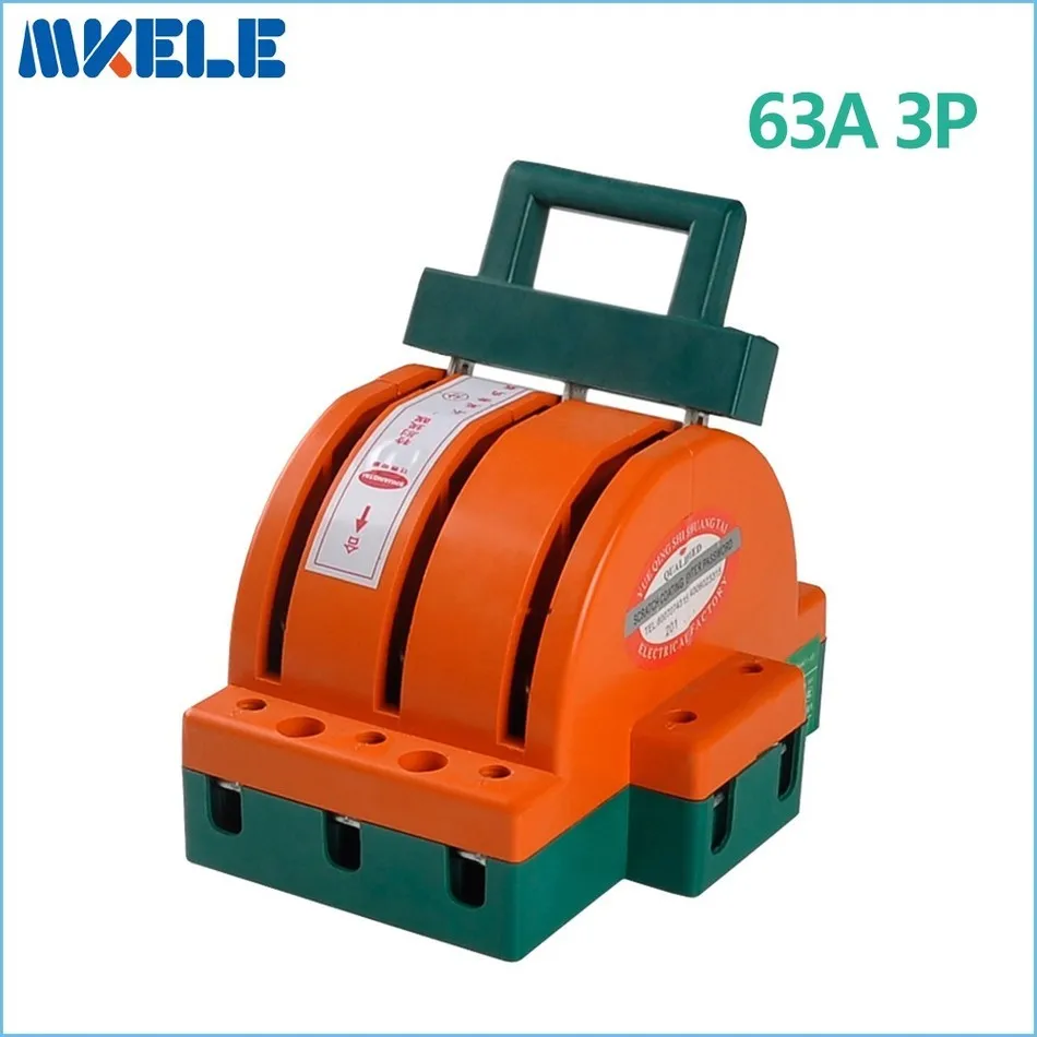 Wholesale  Heavy Duty  63A Three Poles Double Throw Knife Disconnect Switch Delivered Safety Knife Blade Switches